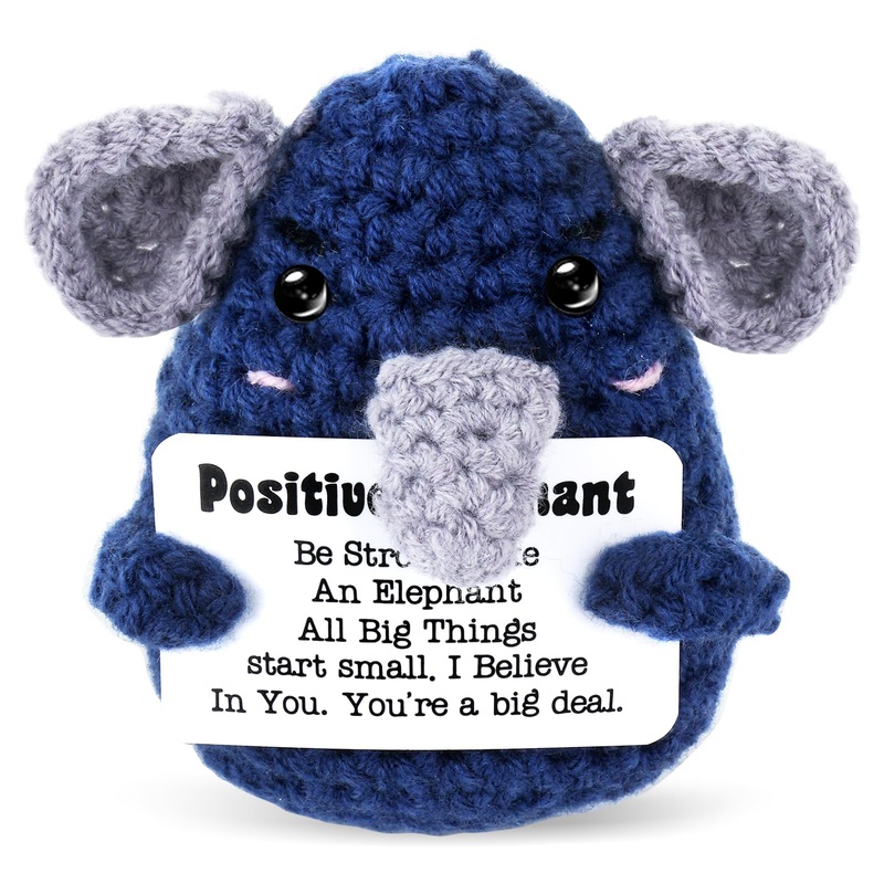 Lestp Funny Gifts Women Positive Elephant Emotional Support Crochet Nuggets Pickle Plush Partner Cute Birthday Gift Gag Metal He
