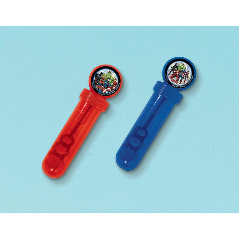 Marvel Avengers Powers Unite Bubble Tubes (Pack of 4) – 1 oz. Vibrant Red & Blue Plastic Tubes – Perfect Party Favors for Kids