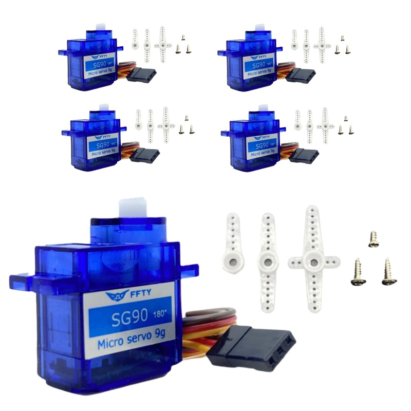 MG90S/SG90 9g Micro Servo Motor Kit, Metal Gear Small Servo for RC Car Robot Helicopter & Airplane Applications (5pcs sg90)