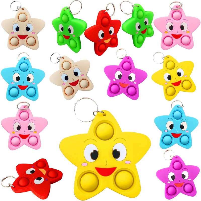 mypush popo 24 Packs Wish Sky Stars Students Christmas Gifts Bulk Rainbow Fidgets Gifts, Mini Pop Holiday Classroom Prize Party