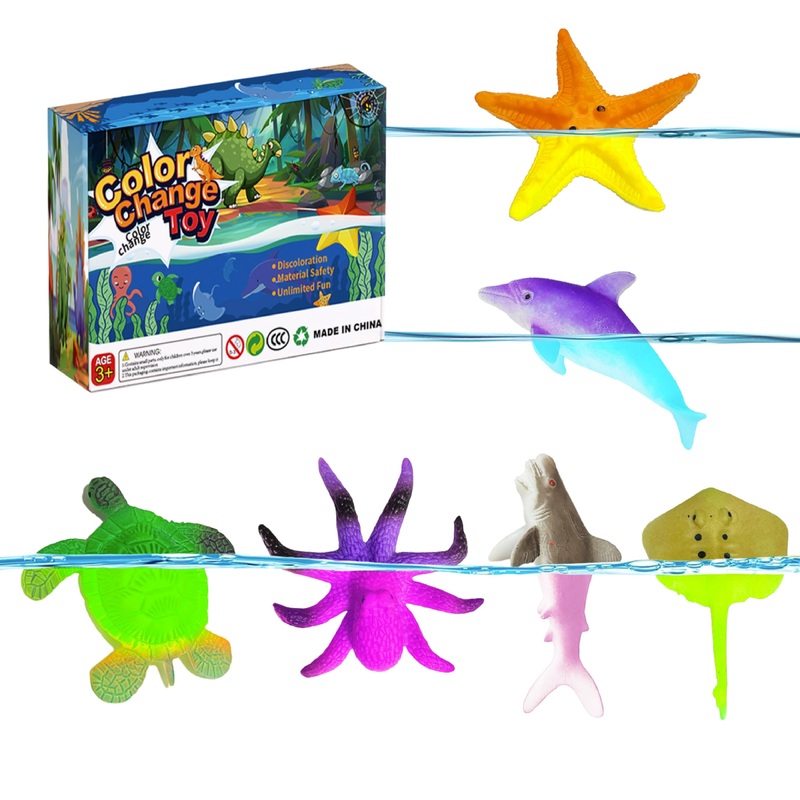 Ocean Animal Series -12pcs Temperature Color Change Bath Toys,Water Table Toys for Easter Egg Fillers,Goodie Bags Fillers,Themed