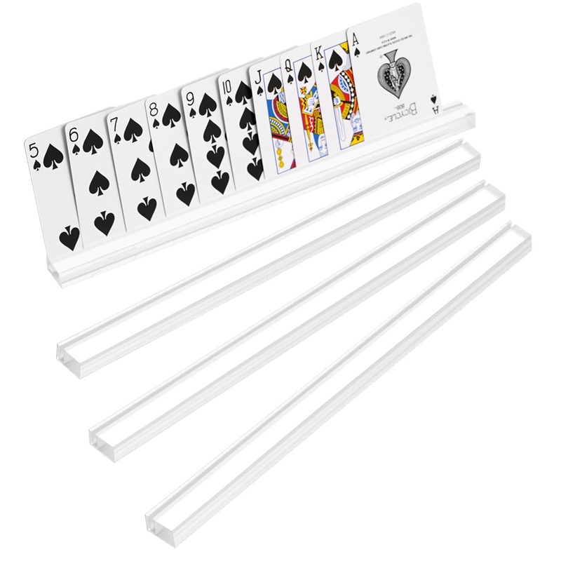 Playing Card Holders 13.4 Inches Clear Acrylic Solid Card Holder for Playing Card Games (4 pcs., Clear)