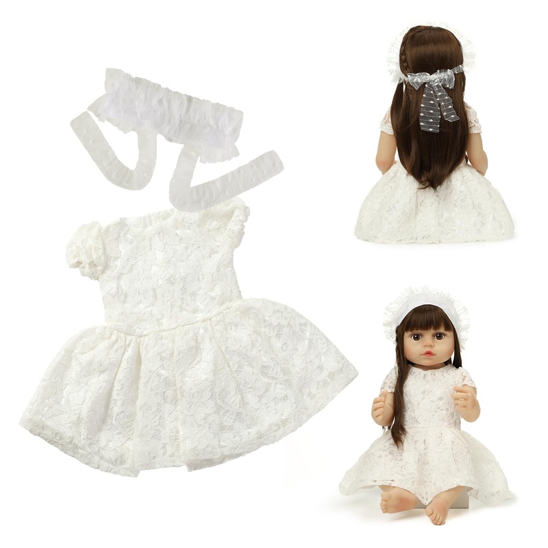 Reborn Baby Doll Clothes Outfit 18-22 Inch Newborn Baby Doll Girl,Reborn Baby Clothes,Reborn Baby Dolls-White Dress