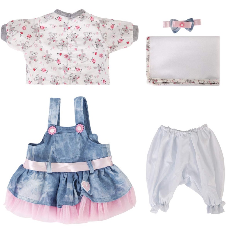 Reborn Baby Doll Clothes Outfit for 16 Inch Reborns Newborn Babies Matching Clothing Headband Cowboy Tutu Dress Five-Piece Set