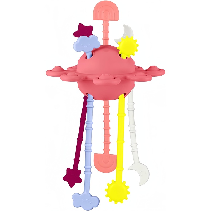 TinyHalo Montessori Toys for Baby 6 Months+, UFO Sensory Toys for Toddlers 1-3, Silicone Baby Teething Strings, Travel Toy for I