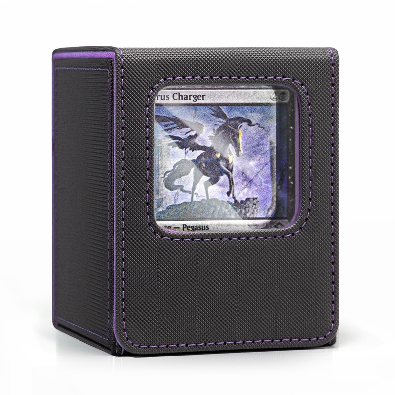 Venssu MTG Deck Box with Front-Facing Commander Display, Card Deck Case Fits 100 Single Sleeved Cards, PU Leather Magnetic Tcg S