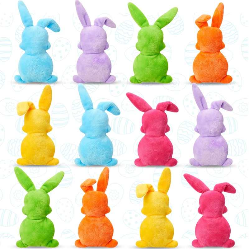 WinnerWhy 48 Pcs Easter Plush Toys 6 Inch Mini Bunny Stuffed Animal Bulk Pastel Bunny Plush Toys Rabbits Easter Basket Stuffers