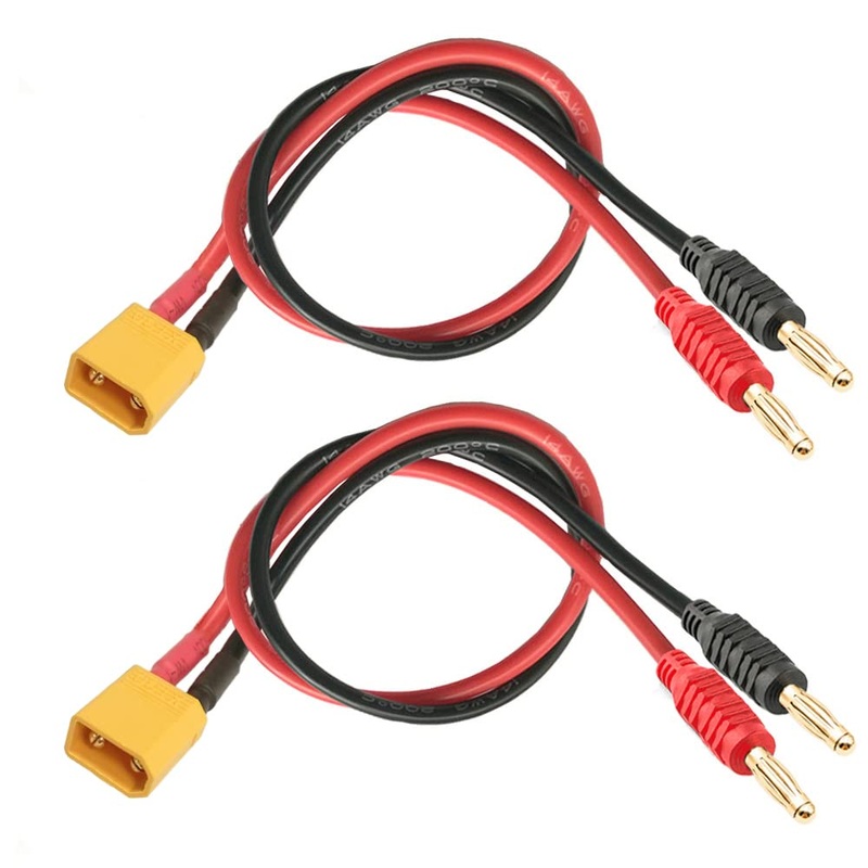 WOODGUILIN TRX Connector Plug Compatible to 4mm Banana Plug Battery Charge Lead Adapter with Cable 12AWG 30cm for RC Helicopter,