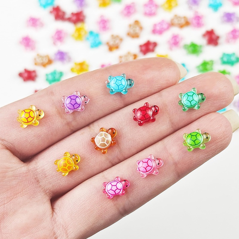 100 Pieces Tiny Turtles for Crafts Luminous Mini Resin Turtles Dollhouse Miniatures Mini Animals for Fairy Garden Micro Landscap