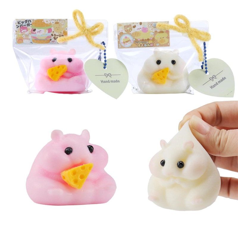2PCS QCROAD SQUISHY Handmade Taba Squishy Hamster Stress Relief Toys – Ultra Soft Silicone Squeeze Toys for Kids & Adults, Reusa