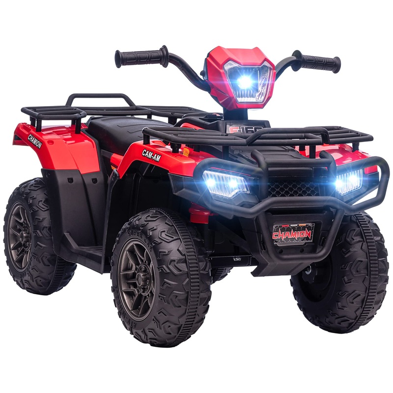 Aosom 12V Ride on ATV for Kids, Kids Electric 4 Wheeler 2.5MPH with Headlight, Music, MP3, Treaded Tires, Battery Powered Quad f