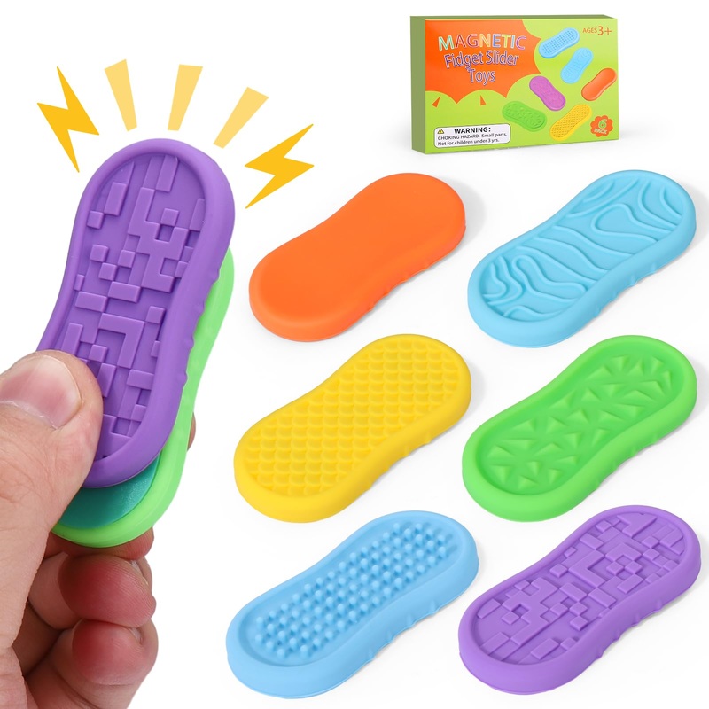 BUSOHA Silicone Magnetic Fidget Slider Toys – Relieve Anxiety Sensory Worry Stone Travel Toys for Calming,Stress,Autism and ADHD