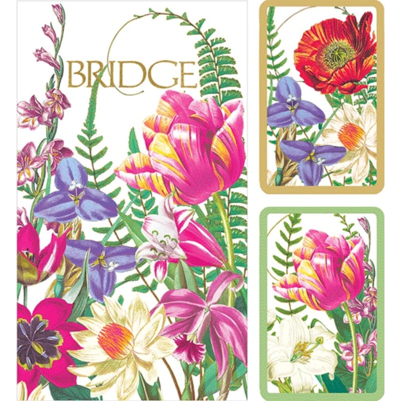 Caspari La Dolce Vita Large Type Bridge Gift Set – 2 Playing Card Decks & 2 Score Pads (GS153J)