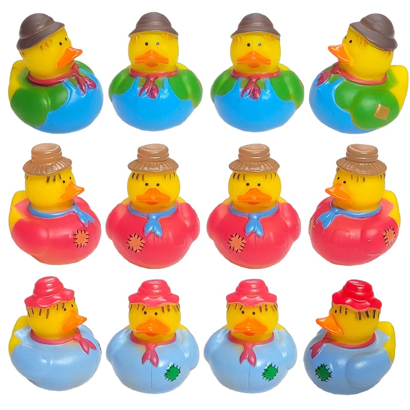 Cool Holiday Fall Autum Thanksgiving Rubber Ducks (2”) Standard Size. (12 Pack) Cute Duck Bath Tub Pool Toys. (Scarecrow Rubber
