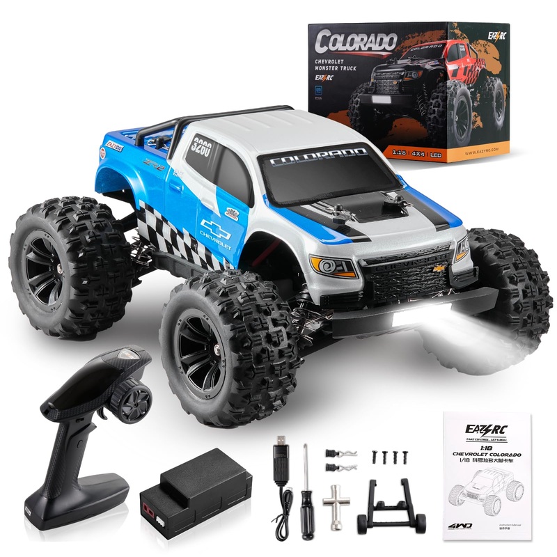EAZYRC Brushless Fast RC Cars for Adults, 1/18 Chevrolet Colorado 4X4 Offroad RC Truck, RTR High Speed Remote Control Car, 45+km