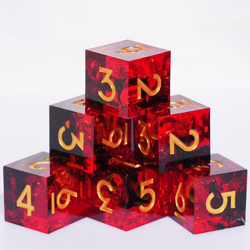 Generic 6PCS 16mm D6 Resin dice Set Dice for DND Dungeons and Dragons Role Playing Game (Red)