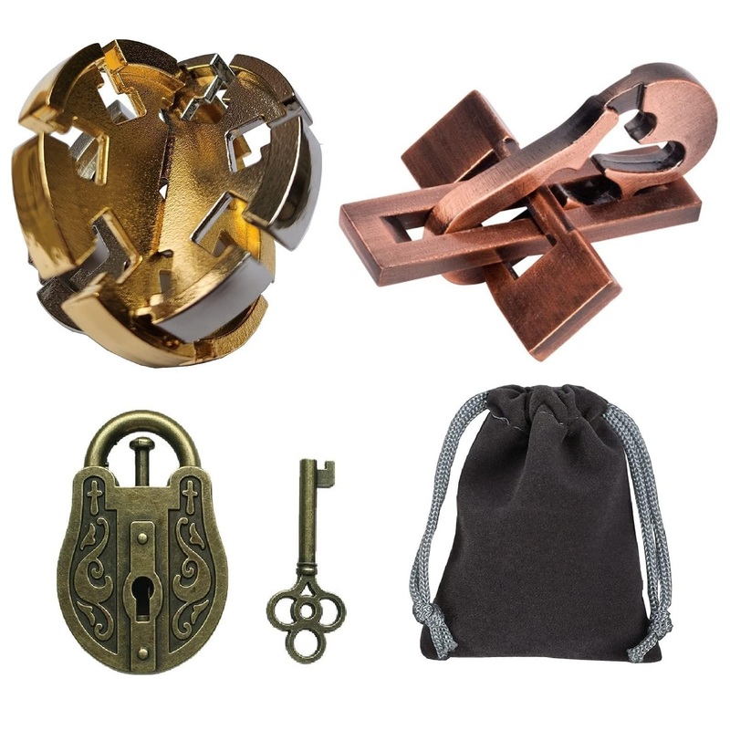 GINFH 3D Unlock Interlocking Puzzle, Metal Hole Lock, Adult Educational Toy, IQ Puzzle, 3 Combinations, 3 Pack