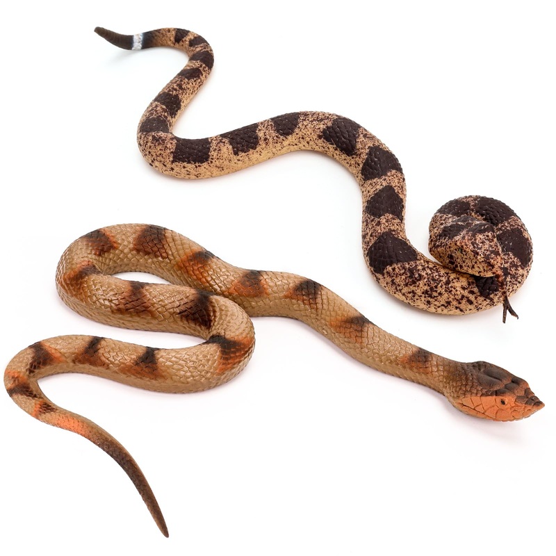 HFATMOS 2 Pcs Realistic Rubber Snakes, Plastic Snakes, Prank Snake Toys for Party, Tricking People, Kids Playing, Garden Props D