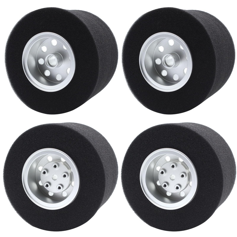 HOBOHY 4Pcs Aluminum Front and Rear Wheels Hub Rims with tire Lining/Built Sponge Kit for Tamiya CW01 Chassis Lunch Box G6-01 Mi