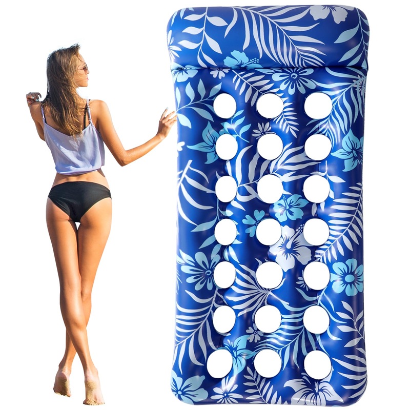 Inflatable Swimming Pool Floats Raft-Oversized Pool Raft and Float for Adults, Cooling Contour Lounger with Headrest for Lake, S