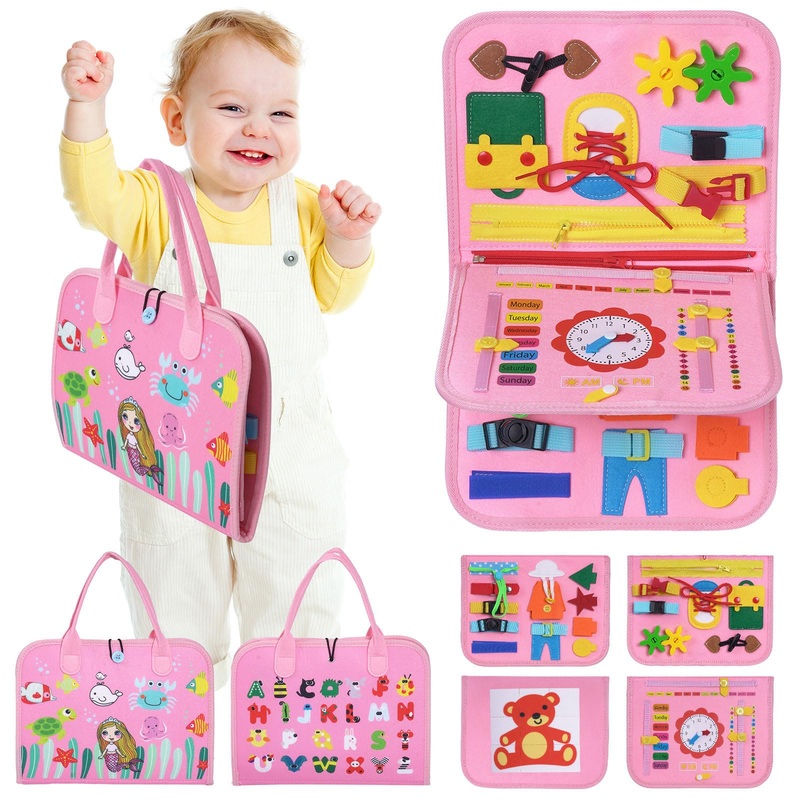 INKLAB Busy Board for Toddlers 1-3, Toddler Montessori Toys Age 3, Learning Toys for Toddlers 1 2 3 Years, Busy Board for 1 Year