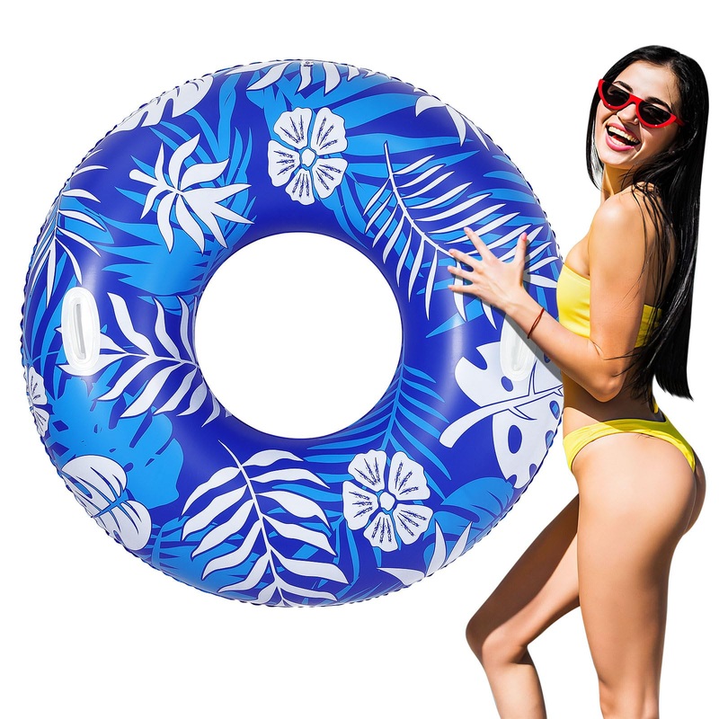 MoKo Pool Floats Adults with Handles, Inflatable Swimming Pool Float Large Fun Print Pool Tube Raft Water Toys Floaties for Adul