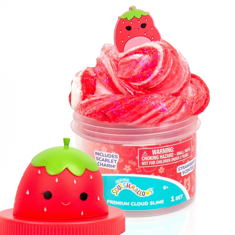 Original Squishmallows Scarlet The Strawberry Premium Cloud Slime, Strawberry-Scented, Party Favors for Kids 8-12, Girl Toys 8-1