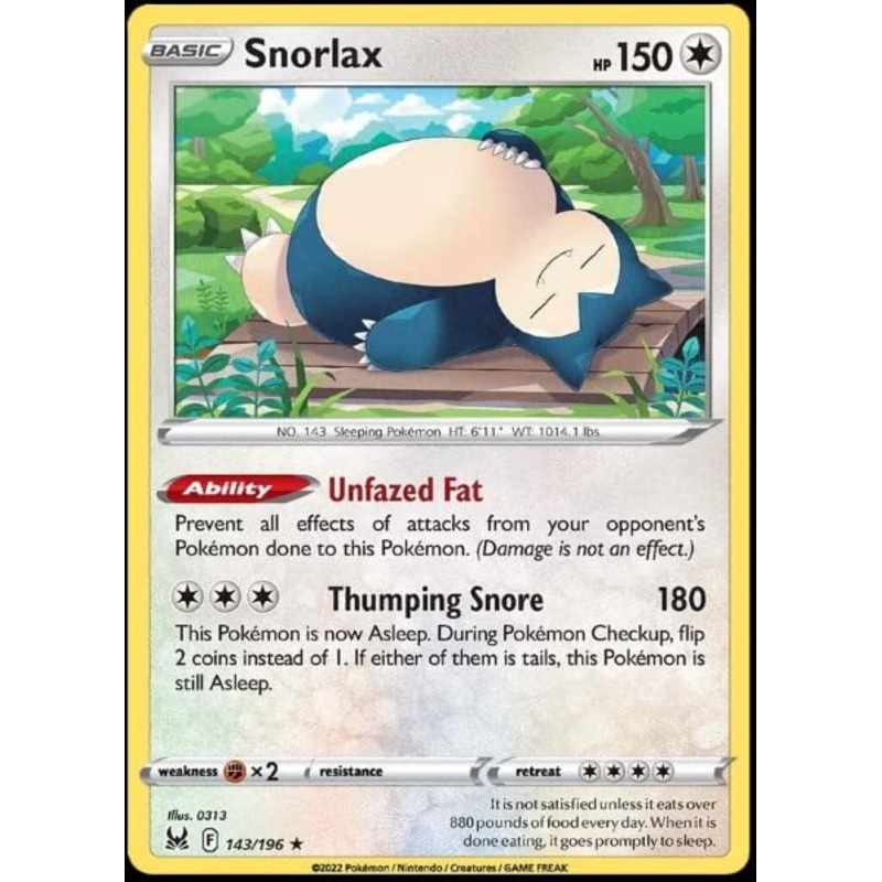 Pokemon – Snorlax 143/196 – Lost Origin – Pokemon Holo Rare Card