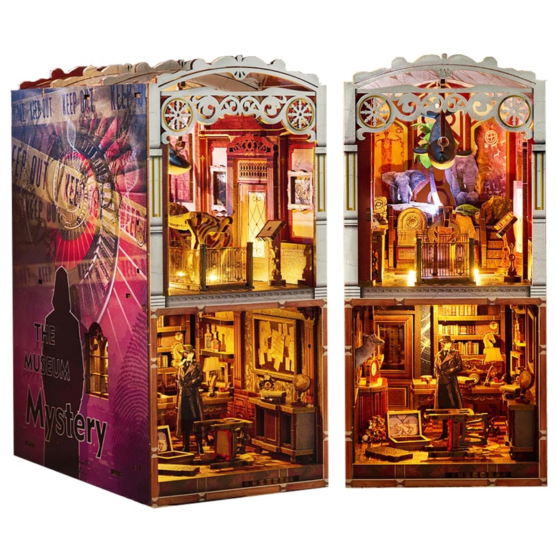 Spilay DIY Book Nook Kit,DIY Dollhouse Booknook Bookshelf Insert Decor Alley,Bookends Model Build kit with LED Light,Handmade Cr