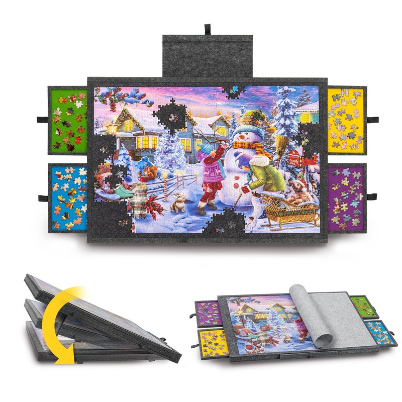 Tektalk Jigsaw Puzzle Table with Integrated Adjustable Stand/Bracket, 3-Tilting-Angle Super Lightweight Felt Puzzle Plateau Boar