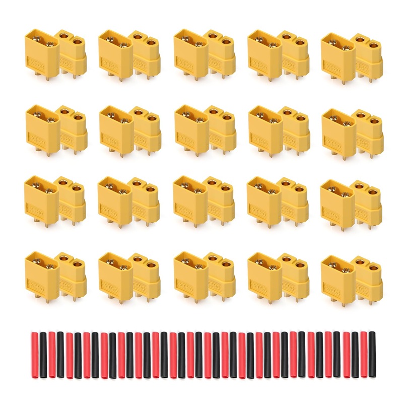 TMH 10 Pairs XT60 Connector XT-60 Male Female Bullet Connectors Plugs with 40 pcs Heat Shrink Tube for RC Lipo Battery Car Boat