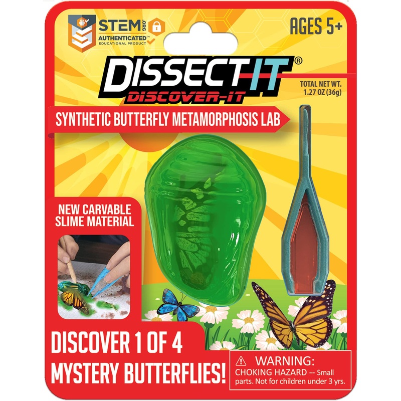 Top Secret Toys Discover-It Dissection Kit for Kids, Synthetic Butterfly Metamorphosis Science Lab Kit, STEM Science Toys for Ki