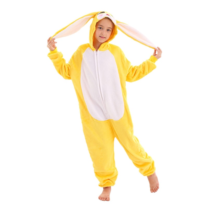 TYONMUJO Animal Onesie Costume for Kids Halloween Costumes for Girls Boys Cosplay Outfit Rabbit Bunny Yellow 130
