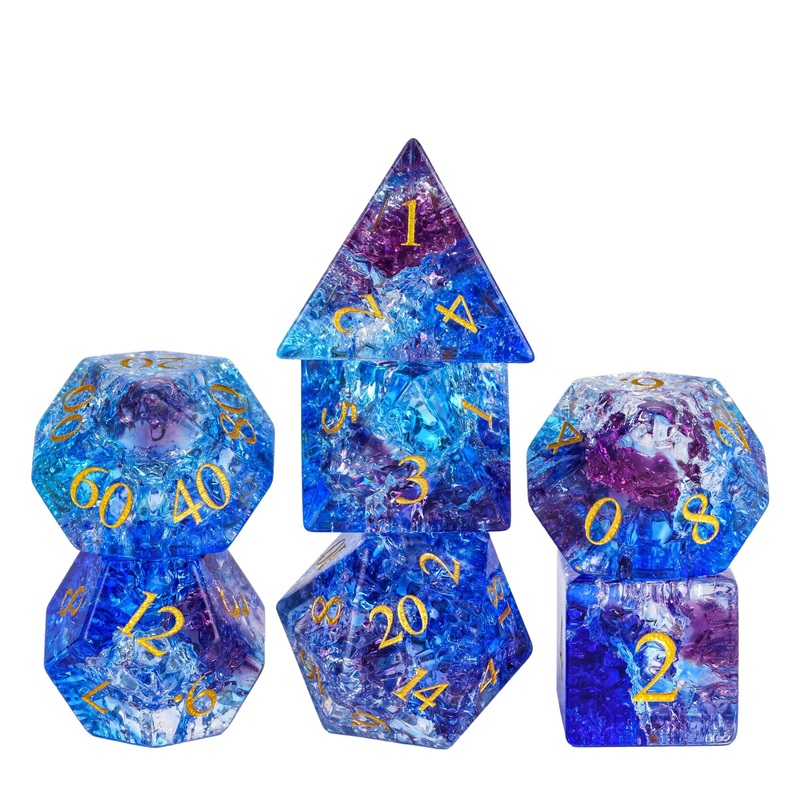 UDIXI Colored Glaze DND Dice Set, 7PCS Polyhedral Dice Set D&D with Gift Box for Dungeons and Dragon Tabletop Game (Blue and Pur