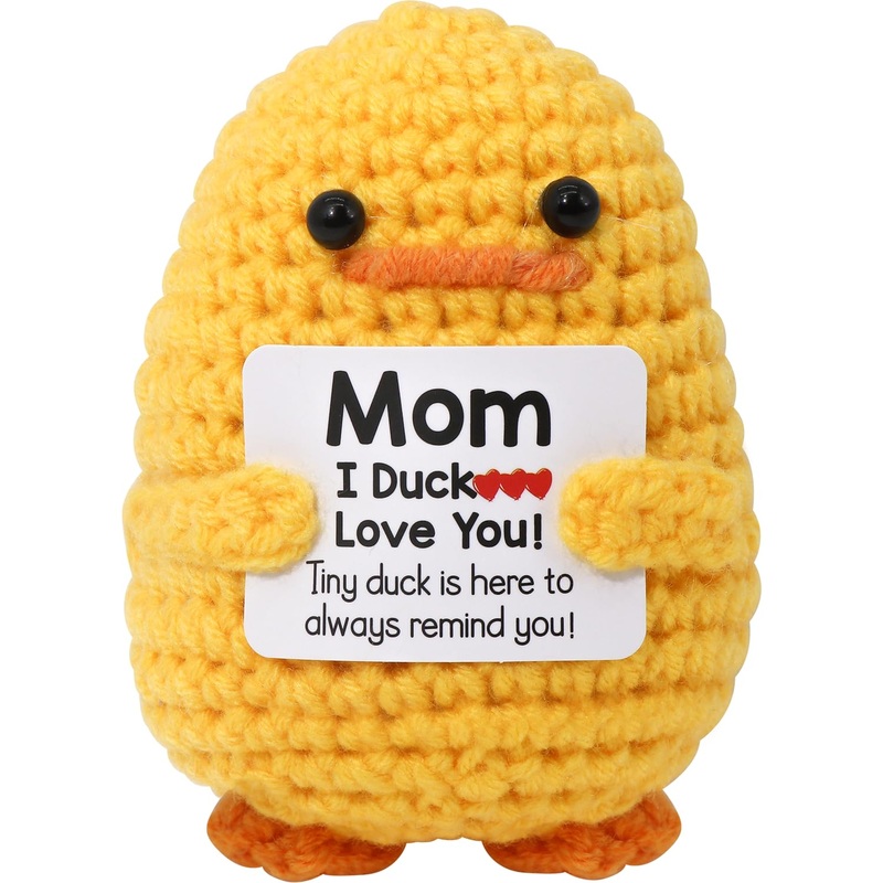Warm Mothers Day Birthday Gifts-I Duck Love You Mom,Handmade Inspirational Positive Emotional Crochet Knitted Cute Duck Unique P