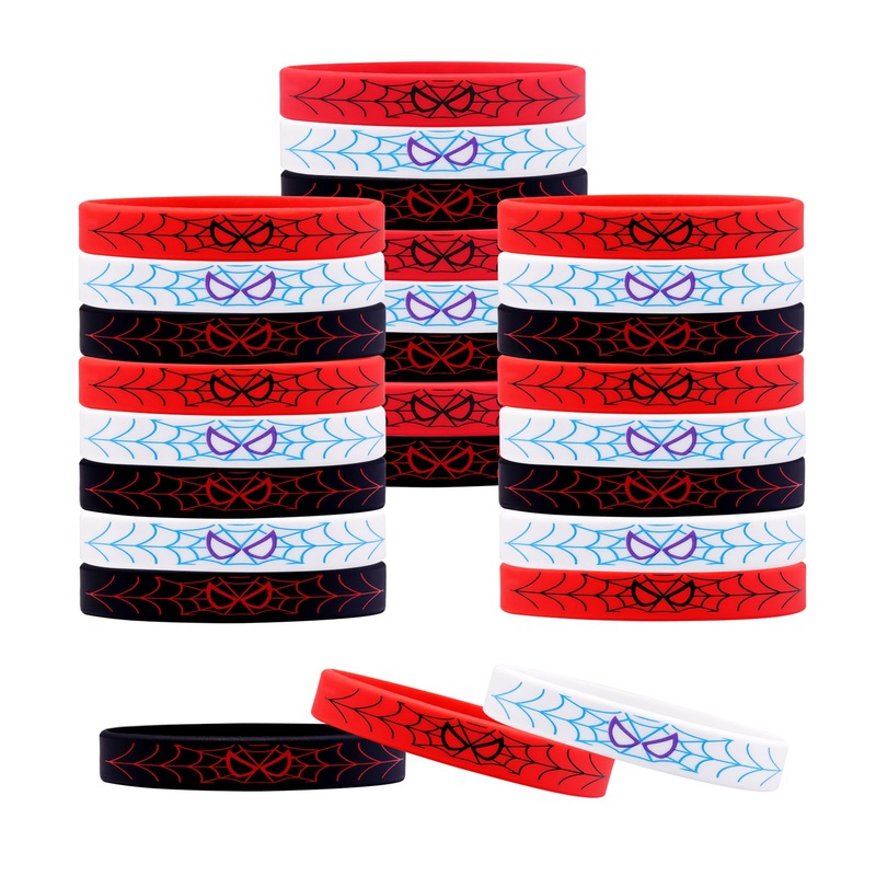 yisncka 24Pcs Spider Silicone Wristbands Bracelets hero Spider Party Decorations Supplies for Spider Theme Boys Girl Birthday Pa
