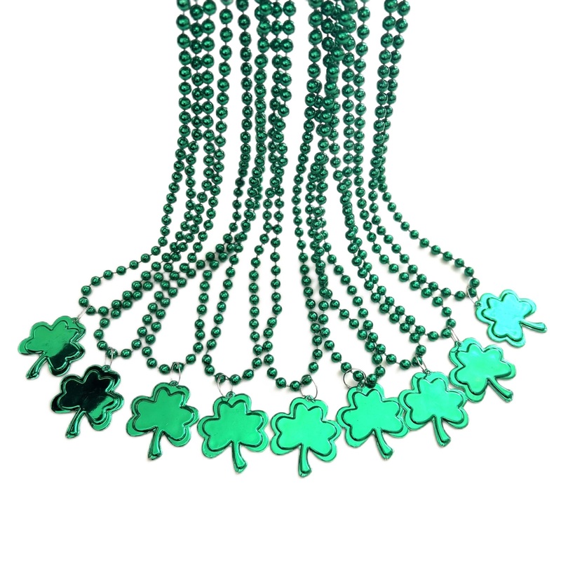 YSPPF 72 Pcs St. Patrick’s Day Shamrock Bead Necklaces Irish Green Clover St. Patrick’s Beads Necklace Party Supplies