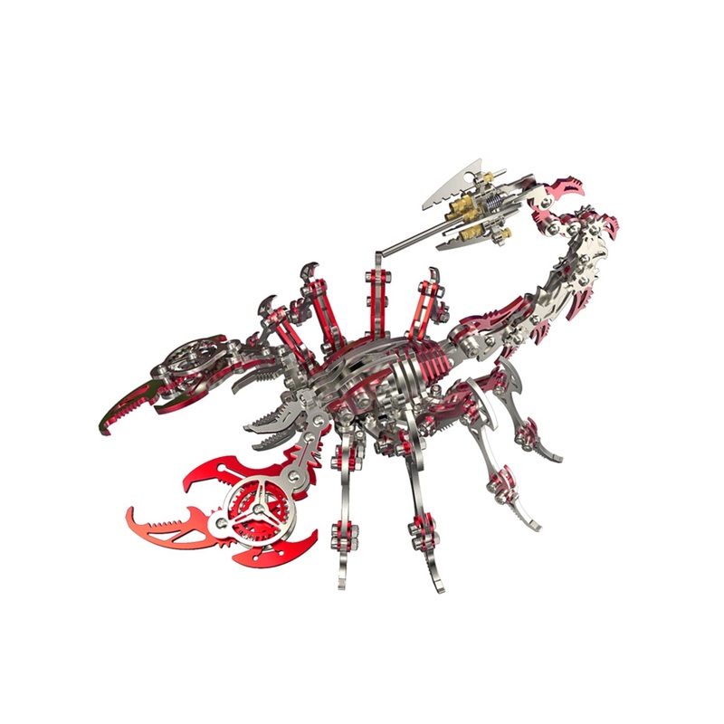 3D Metal Model Kits, Mechanical Scorpion King Red 3D Metal Puzzle,Steel Warcraft Collection DIY Animal Brain Teasers Simple 3D P