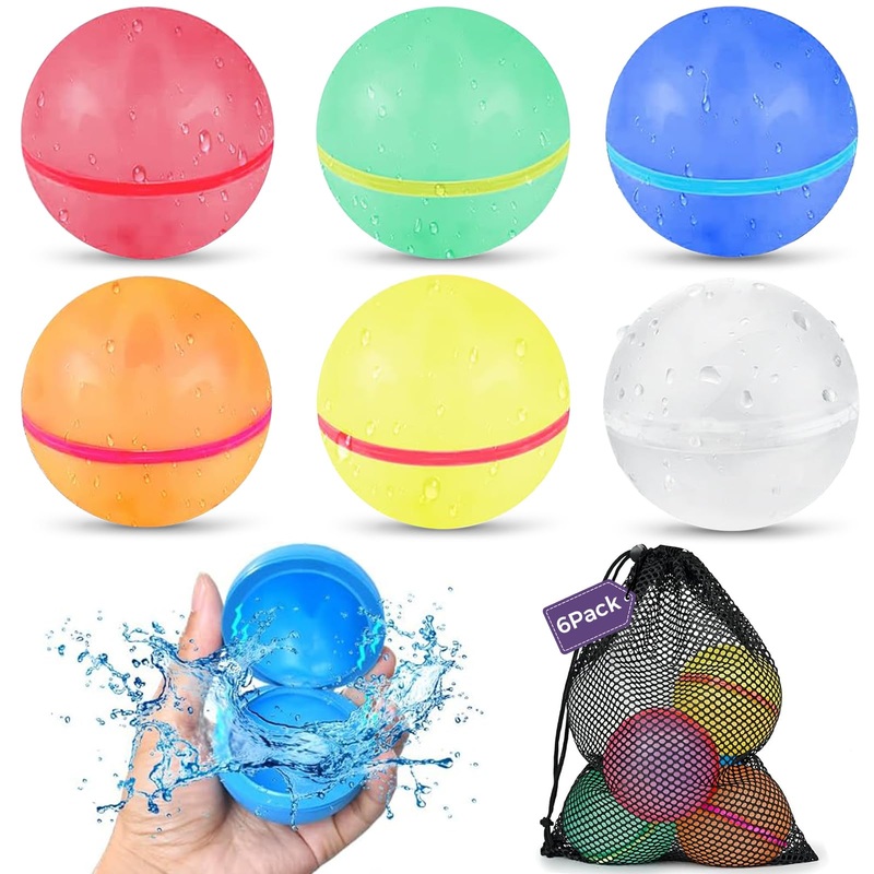 6pcs Reusable Water Balloons For Kids, Magnetic Self-Sealing Water Balloons, Pool Beach Water Toys For Boys And Girls, Summer To