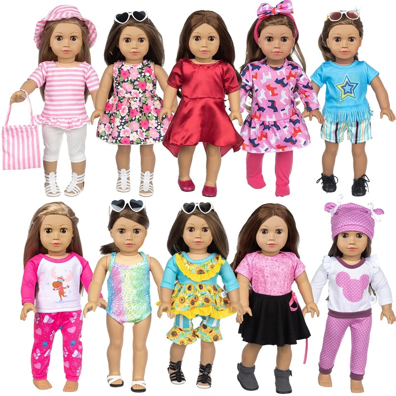 BDDOLL 23 Pcs 18 Inch Girl Doll Clothes and Accessories for 18 Inch Doll Dress with Our Generation Dolls Including 10 Complete S