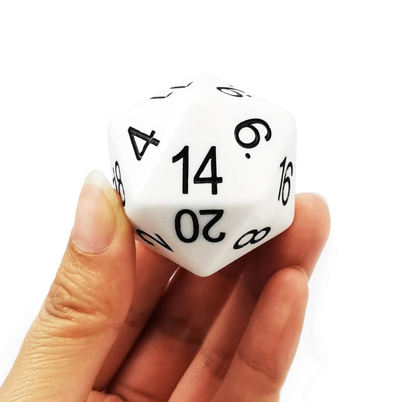 Bescon Jumbo D20 38MM, Big Size 20 Sides Dice Solid White, Big 20 Faces Cube 1.5 inch