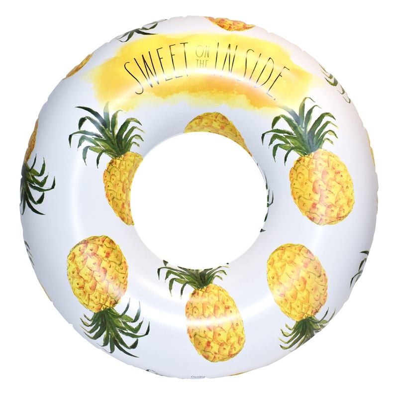 Coconut Float Rae Dunn x Pineapple Pattern Ring Float – Adult Size Large 48 Inch Inflatable Raft & Durable Water Inner Tube – St