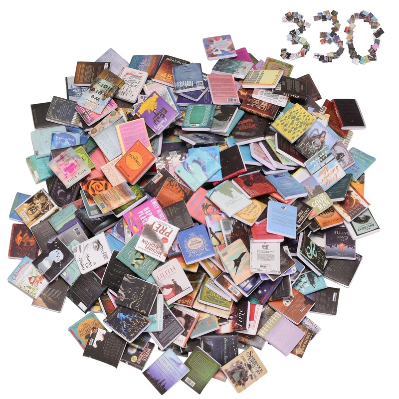 Envanptaz 330PCS Book Miniatures Set, Mini Books for Anxiety Bookshelf, Dollhouse Decor, DIY Crafting, Mini House Decor, Living