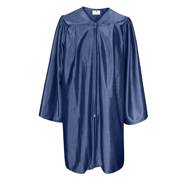 GradPlaza Shiny Choir Robe Kindergarten Preschool Graduation Gown Shiny Graduation Gown for Kids Navy Size 27