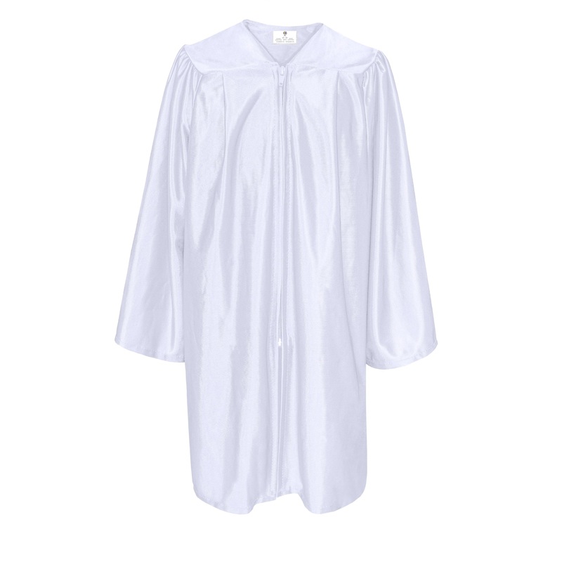 GradPlaza Shiny Choir Robe Kindergarten Preschool Graduation Gown Shiny Graduation Gown for Kids White Size 24