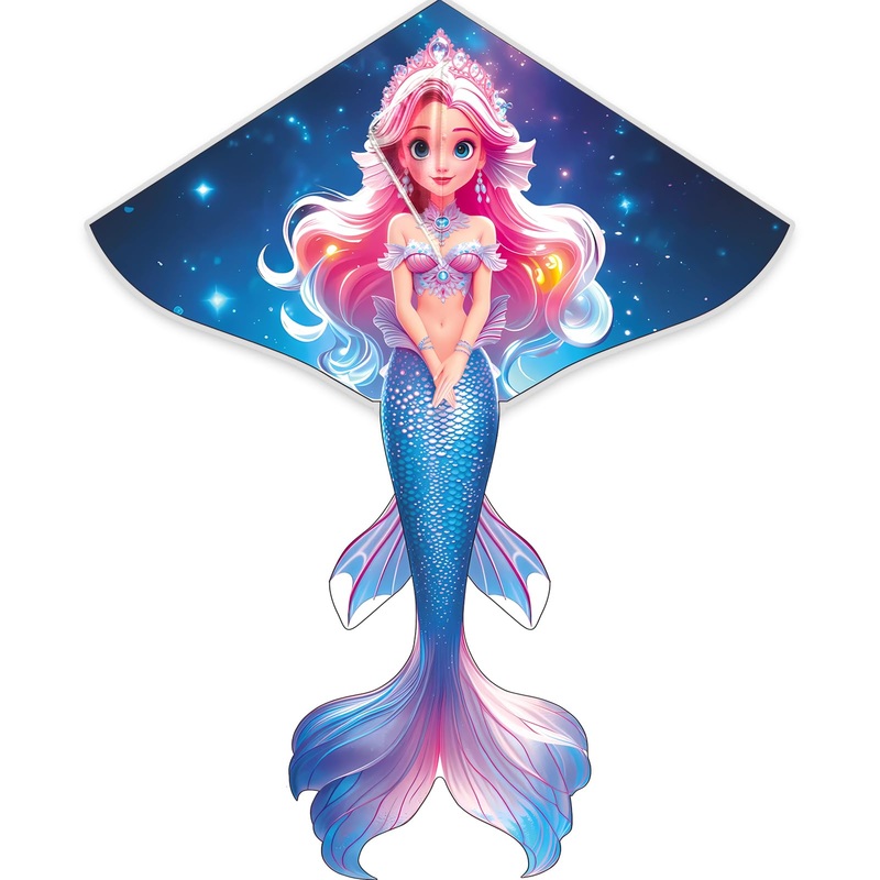 HENGDA KITE Beautiful Mermaid Kite for Kids Beginners and Adults,Cute Design,High Definition Printing,Easy to Fly and Assemble,S