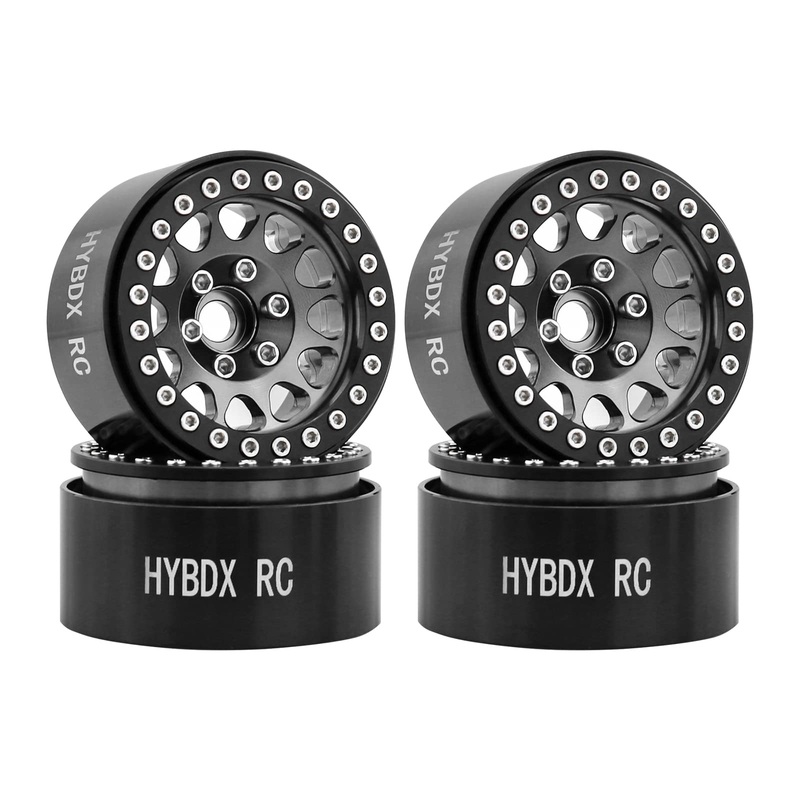 HYBDX Rc 1.9 Inch Aluminum Alloy Beadlock Wheel Rim Hub 4pcs Suit for 1:10 RC Crawler Axial SCX10 SCX10 II TRX4 RC4WD D90(Grey 4