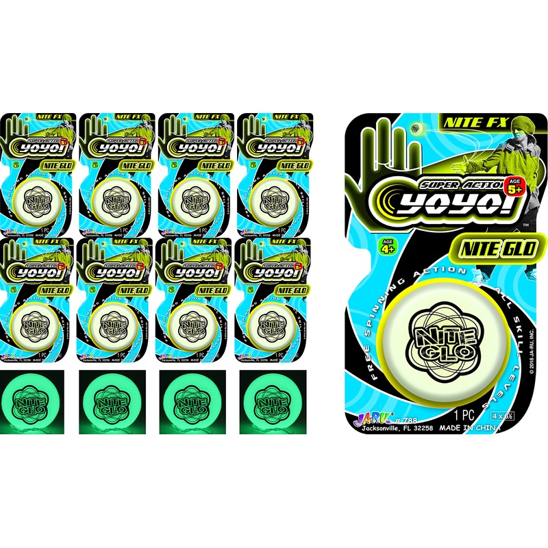 JA-RU Glow in The Dark Yoyo (8 Units) Responsive Yo Yo for Kids Fidget Toy Pack. Beginners & Professional Yoyo. 90s Toys Nostalg