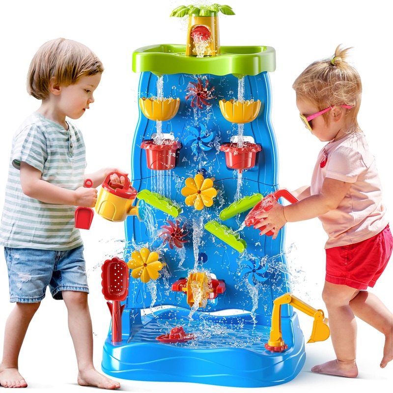 JUKUDAHU Water Table Toy for Kids 3 4 5 6 7 8 Years Old – Sand and Water Waterfall Table Activity Sensory Toy for Boy and Girl,