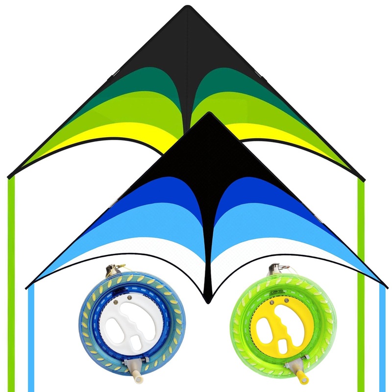 Kaiciuss Kite & Reel Winder Set, it Comes with Double Delta Kites and Double 7.1 Spools, Each Wheel Comes with Safety Lock and 6